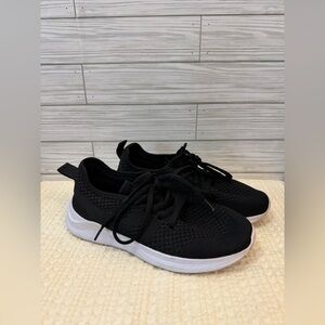 Black Knit Sneakers with White Soles
